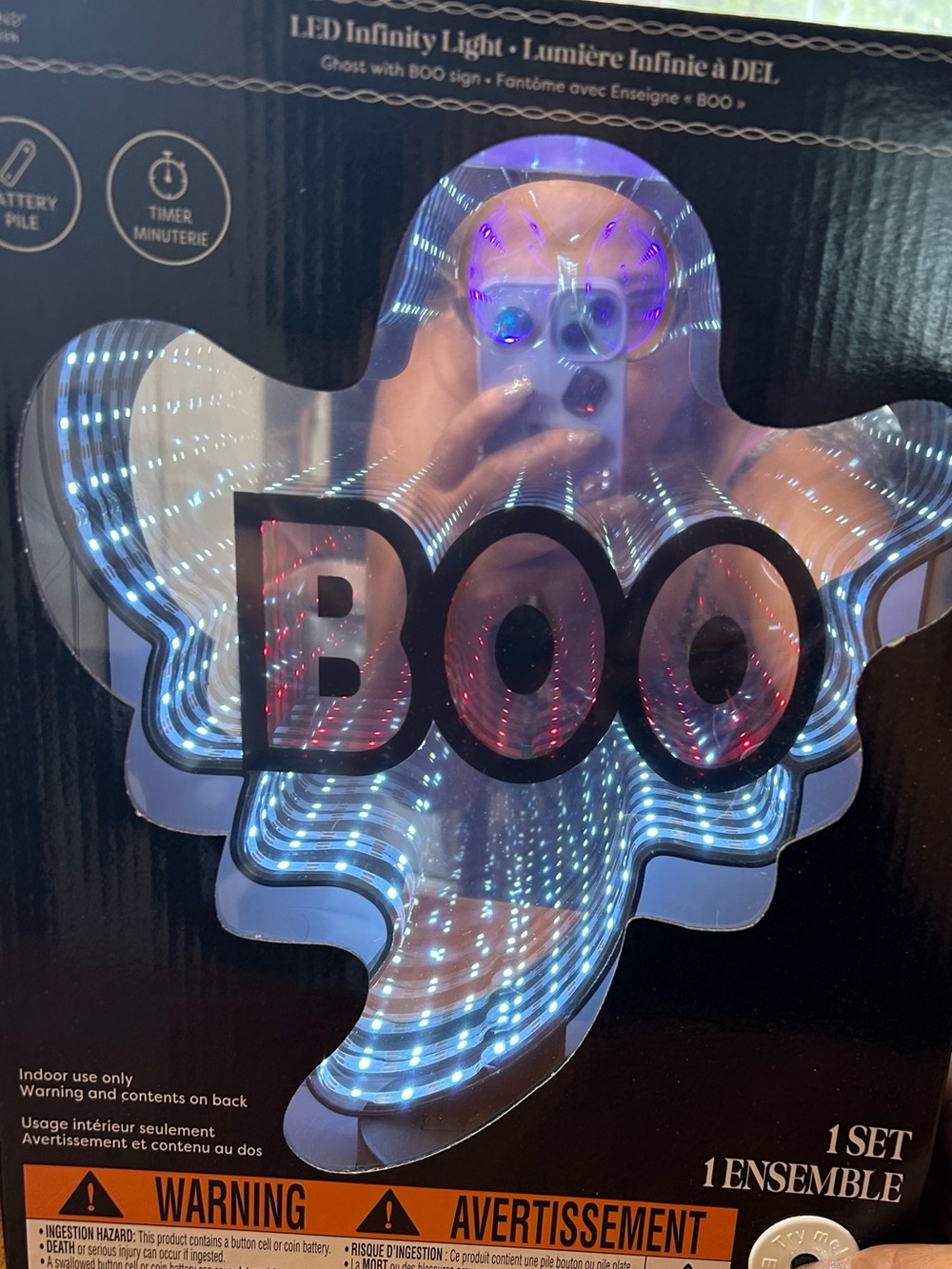 Ashland LED Infinity 'Boo' Ghost Sign – Blue and Red Lights
